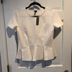 J Crew white peplum blouse